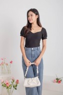 Minnie Padded Sweetheart Top in Black