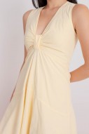 Leraine Front Knot Flare Dress in Butter