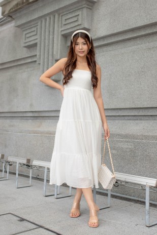 Soralle Tiered Midaxi Dress in White