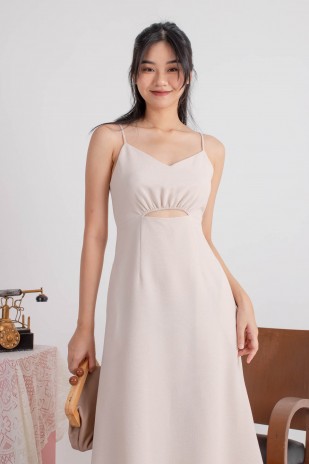 Varice V-Neck Cut-Out Dress in Cream