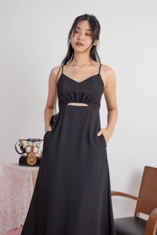 Varice V-Neck Cut-Out Dress in Black