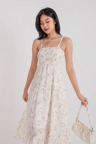 smocked maxi romper