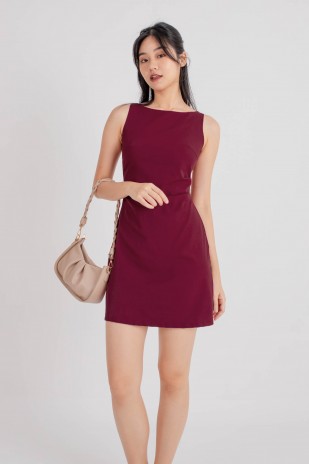 Rola Ruched Mini Dress in Wine