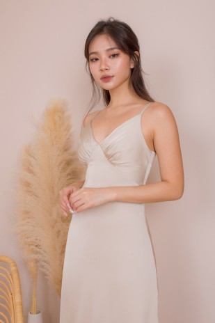 RESTOCK2: Cheryn Ruched Maxi Dress in Champagne