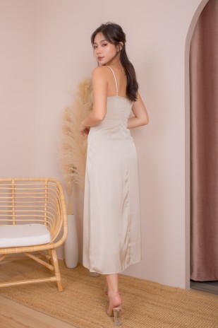 RESTOCK2: Cheryn Ruched Maxi Dress in Champagne