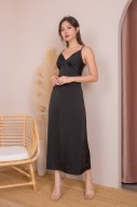 RESTOCK2: Cheryn Ruched Maxi Dress in Black