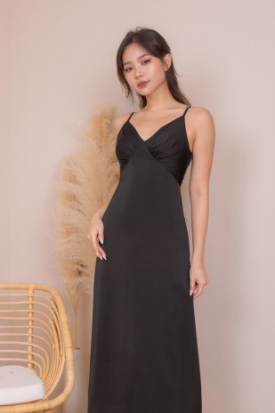 RESTOCK2: Cheryn Ruched Maxi Dress in Black