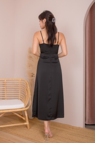 RESTOCK2: Cheryn Ruched Maxi Dress in Black