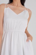 Velya V-Neck Flare Dress in White