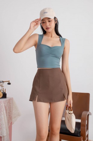 Kait Ruched Sweetheart Top in Teal