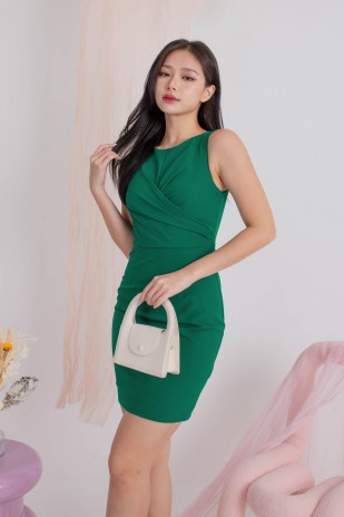 Sharpay Ruched Dress in Emerald