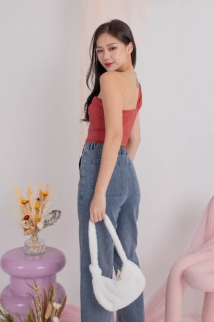 Ruki One Shoulder Knot Top in Rose