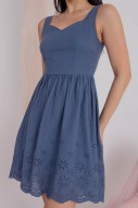 Jaque Broderie Dress in Blue