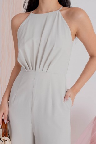 Casper Racer Ruched Jumpsuit in Ice