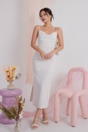Evangel Cowl Midi Dress in Pearl