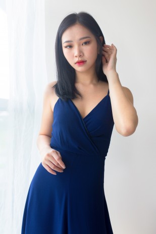 RESTOCK7: Yasmin Wrap Maxi Dress in Navy