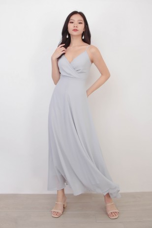 RESTOCK7: Yasmin Wrap Maxi Dress in Grey