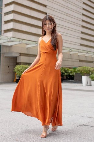 RESTOCK7: Yasmin Wrap Maxi Dress in Maple