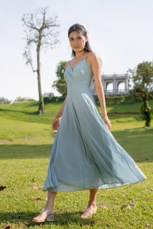 RESTOCK7: Yasmin Wrap Maxi Dress in Sky