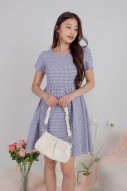 Subi Gingham Tiered Dress in Blue