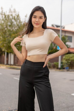Sheria Square Neck Crop Top in Ivory