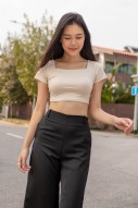 Sheria Square Neck Crop Top in Ivory