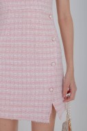 Siobhan Button Tweed Mini Dress in Pink