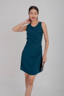 Joanne Ruched Racer Dress in Teal