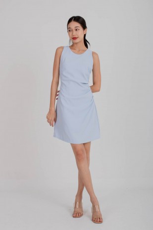 Joanne Ruched Racer Dress in Blue