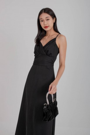 Arista Wrap Maxi Dress in Black