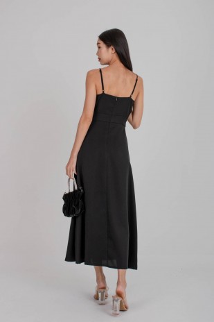 Arista Wrap Maxi Dress in Black