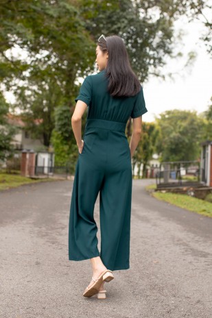 Jonas Button Sleeved Jumpsuit in Teal