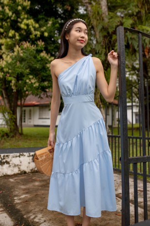 Wenna Toga Tiered Dress in Blue