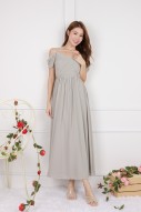 BACKORDERS2: Lorelai Pleated Cold Shoulder Maxi in Grey