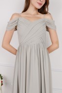 BACKORDERS2: Lorelai Pleated Cold Shoulder Maxi in Grey