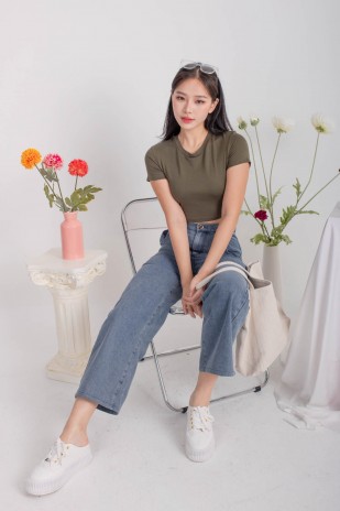 RESTOCK4: Esthel Basic Baby Tee in Olive