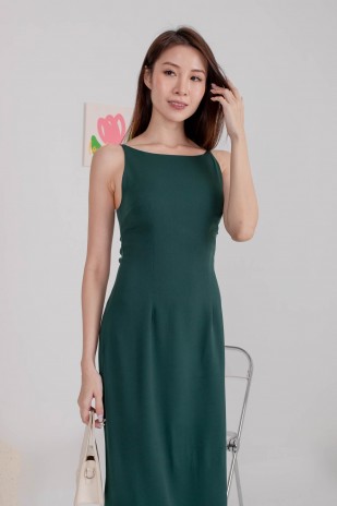 Amberlyn V2 Slit Maxi in Forest Green