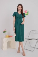 Walter Knot Puff Dress in Forest