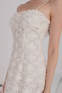 Kayhre Floral Textured Midi Dress in Cream