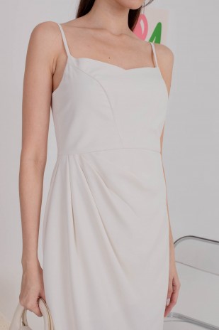 Melodine Side Ruched Dress in White