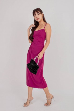 Melodine Side Ruched Dress in Wine