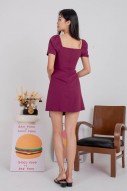 Jolane Square Neck Ruched Dress in Wine