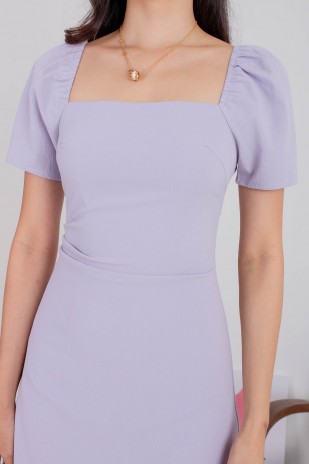 Jolane Square Neck Ruched Dress in Lilac