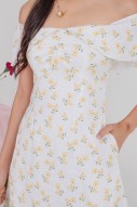 Roria Floral Ruffle Dress in Yellow