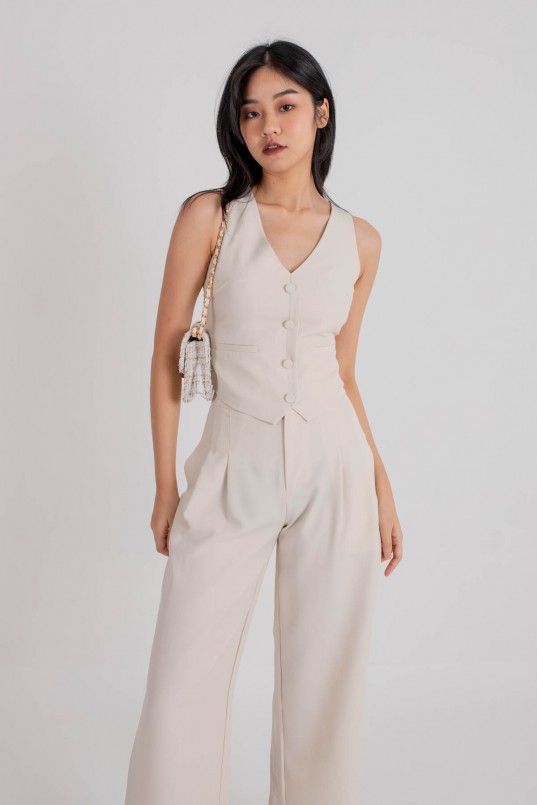 Pants & Jumpsuits, High Waist Pants With Buttons And Zip On Side