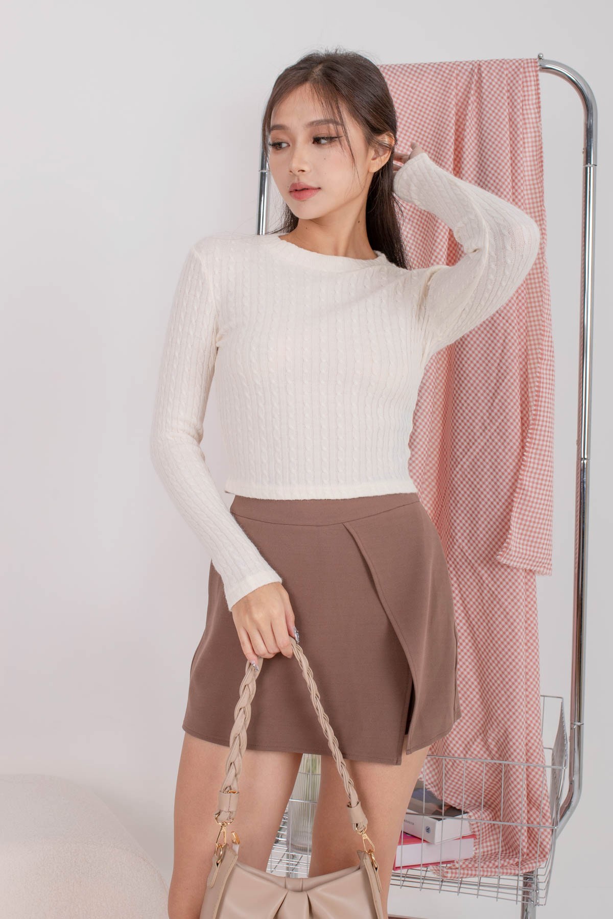 Kumi Cable Knit Top in Cream