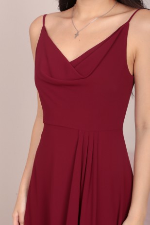 BACKORDERS5: Zoie Cowl Maxi Dress in Wine Red