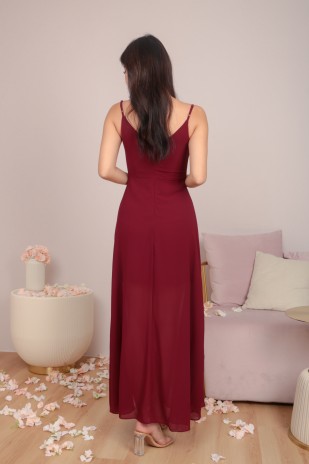 BACKORDERS5: Zoie Cowl Maxi Dress in Wine Red