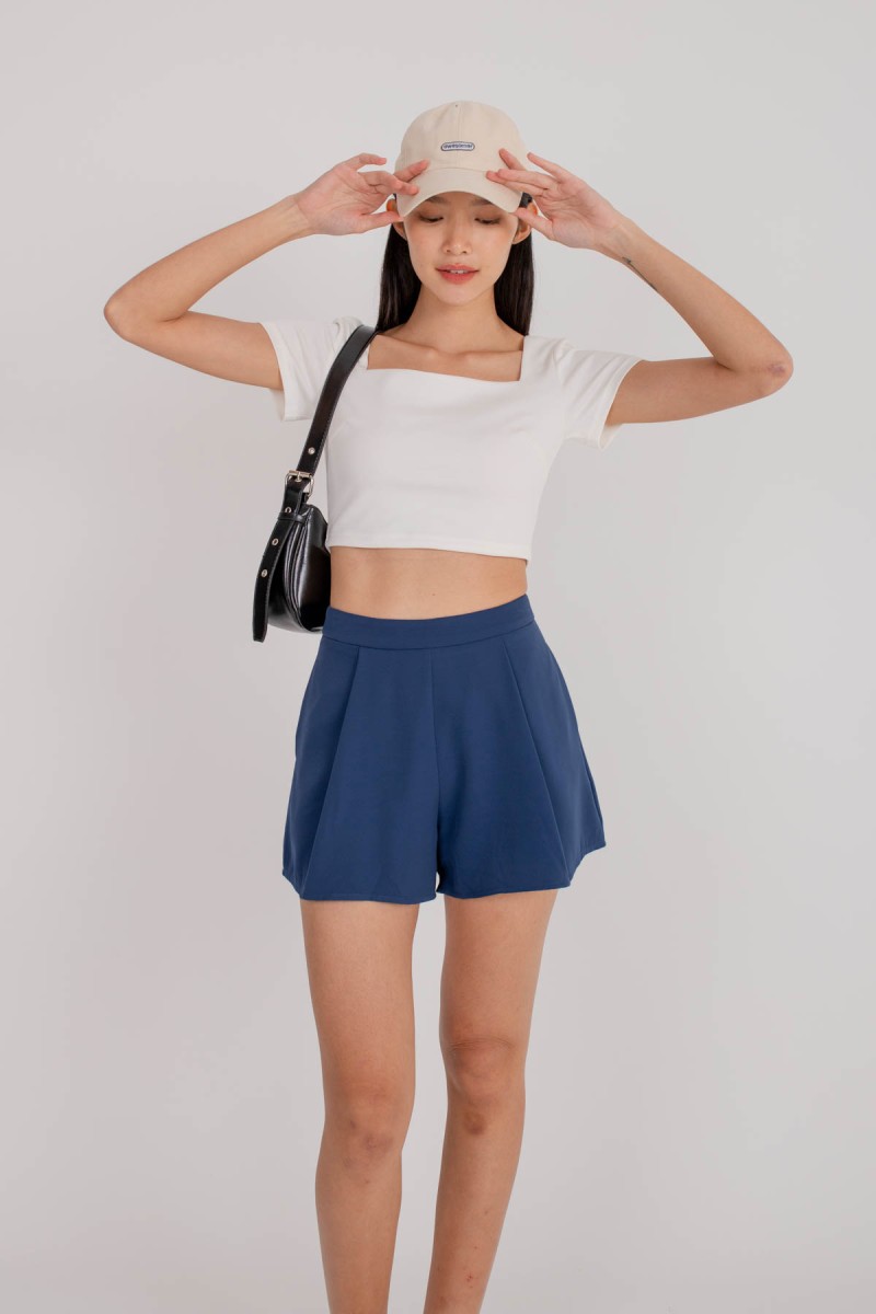 RESTOCK2: Transition Pleated Flare Shorts in Royal Blue