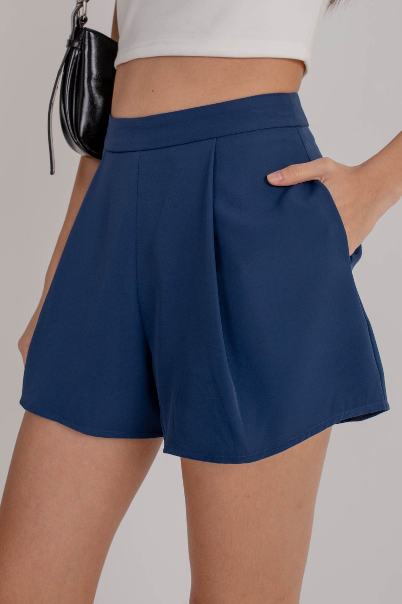 Transition Pleated Flare Shorts in Royal Blue